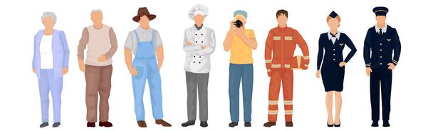 Set of 8 pcs people of different professions on a white background - Vector illustration - Vector, Image
