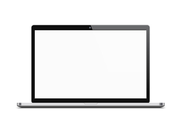 Realistic laptop with blank white screen. Mock up notebook. Isolated vector illustration on white background. - Vector, Image