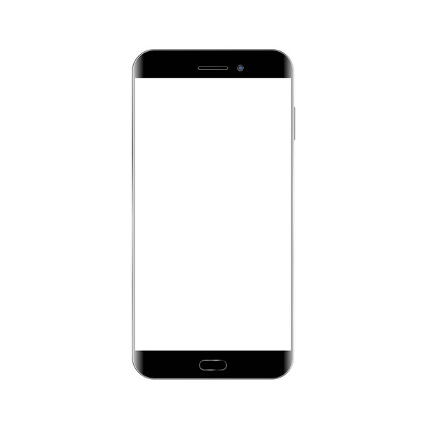 Black smartphone on white background. Mock up phone with blank screen. Isolated vector illustration. - Vector, Image