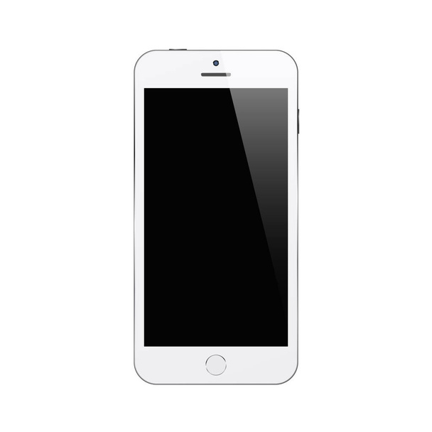 White smartphone on white background. Mock up phone with blank screen. Isolated vector illustration. - Vector, Imagen