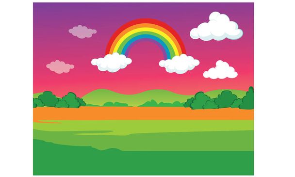 Magenatmosphäre Wiese IllustrationEs gibt einen Regenbogen für Illustrationen, Karten, Plakate, Öffentlichkeitsarbeit. Andere Designs - Vektor, Bild