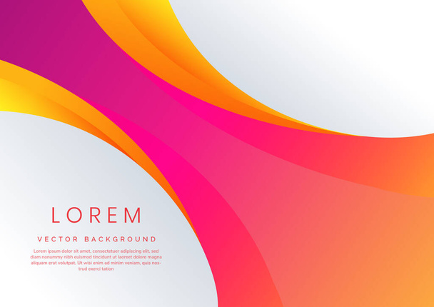 Abstract business template pink, orange gradient wavy or curved shape layers on white background with space for your text. Vector illustration - Vector, Image
