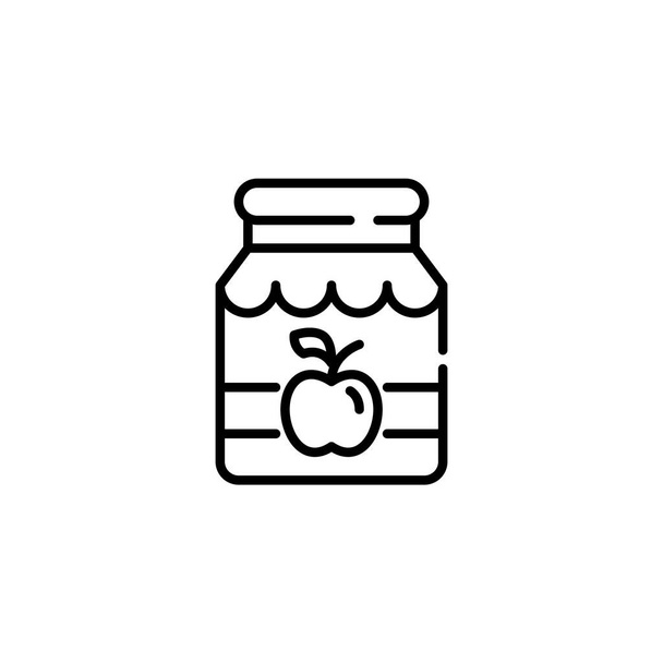 Frasco de vidro com geleia. Culinária de preservação de colheita caseira. Pixel perfeito, ícone de arte linha curso editável - Vetor, Imagem
