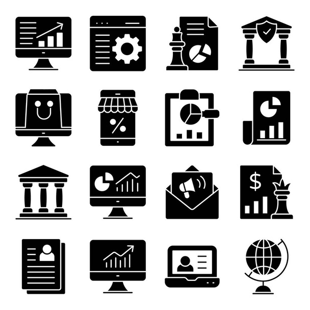 Pack of Data Analytics Solid Icons - Vector, Image