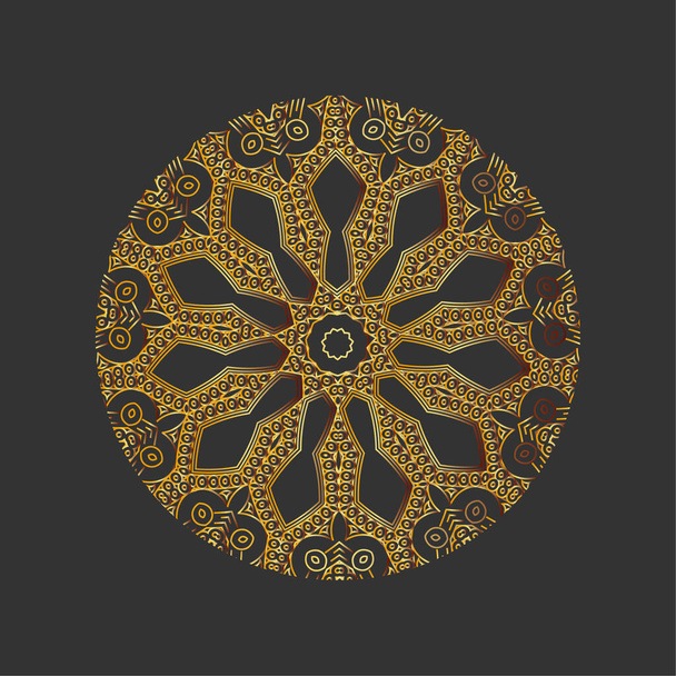  goldenes Mandala im orientalischen Stil auf dunkelgrauem Hintergrund. - Foto, Bild