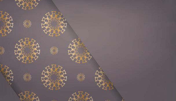 Brown banner template with abstract gold pattern and place under your text - Vector, imagen