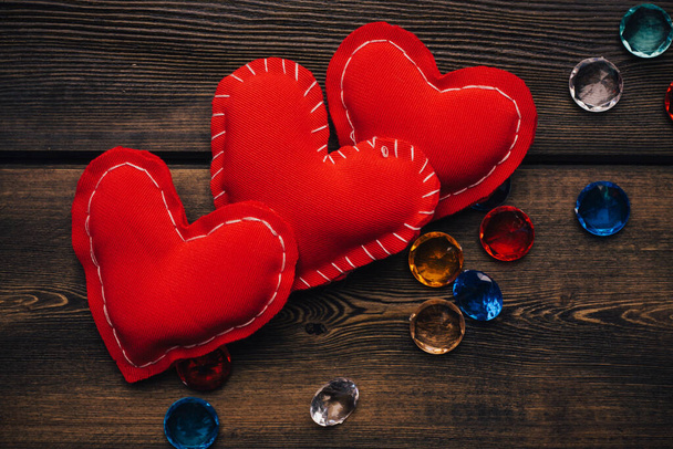 creative heart decoration texture wooden background valentines day - Valokuva, kuva