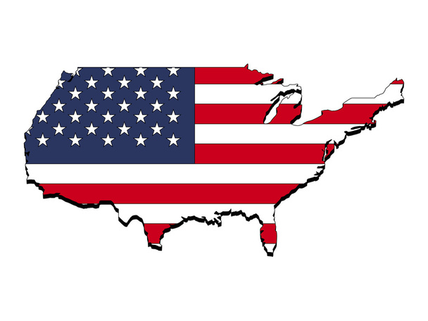 streszczenie drzewo wymiarową mapę Stanów Zjednoczonych, z flagi narodowej, obcięta w kraju kształt, wektor - Wektor, obraz