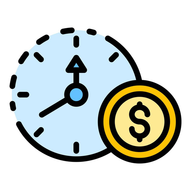 Time is money icon color outline vector - Vector, imagen