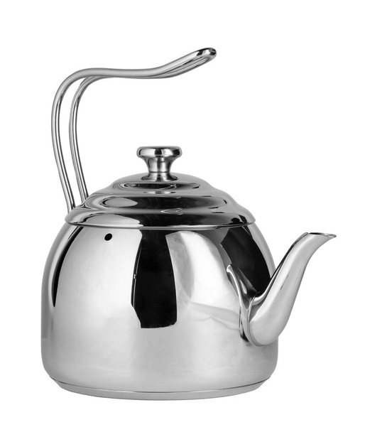 Stainless steel teapot isolated on white background - Φωτογραφία, εικόνα