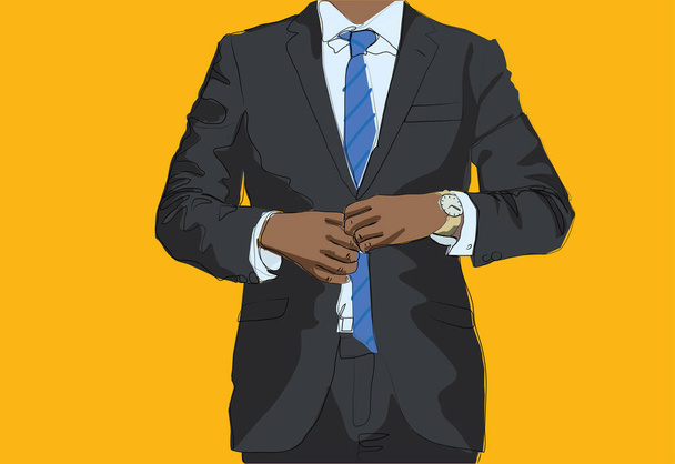 illustrazione di uomo d'affari nero che indossa abito - schizzo di moda maschile - Vettoriali, immagini