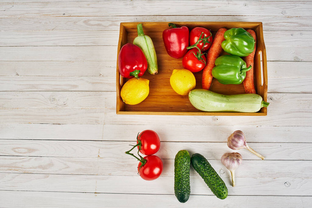 ruoka vitamiinit luonnonmukainen ruoka keittiötuotteet näkymä ylhäältä - Valokuva, kuva