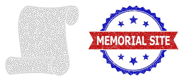 Textured Memorial Site Round Rosette Bicolor Seal and Mesh Carcass Paper Roll - Wektor, obraz
