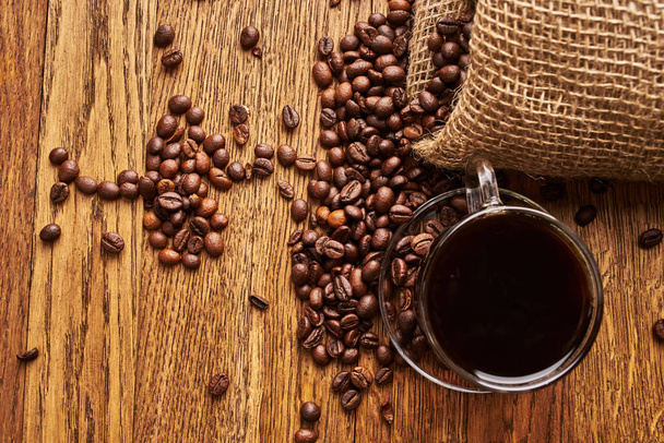 natural coffee Hot drink spilled grains caffeine pattern - Foto, Bild