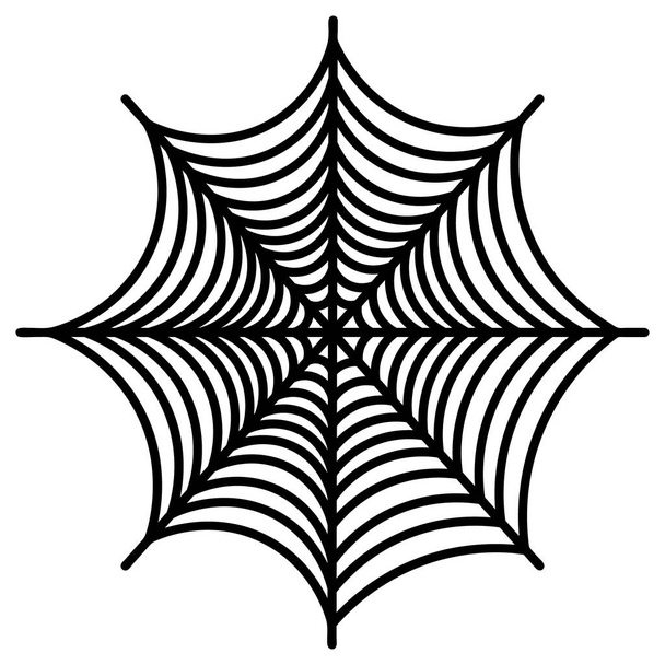 Spider's web. Silhouette. Vector illustration. A sticky victim trap. Intricate network. Hunter's ambush. Thin thread. Halloween symbol. White isolated background. All Saints' Day. Idea for web design. - Διάνυσμα, εικόνα
