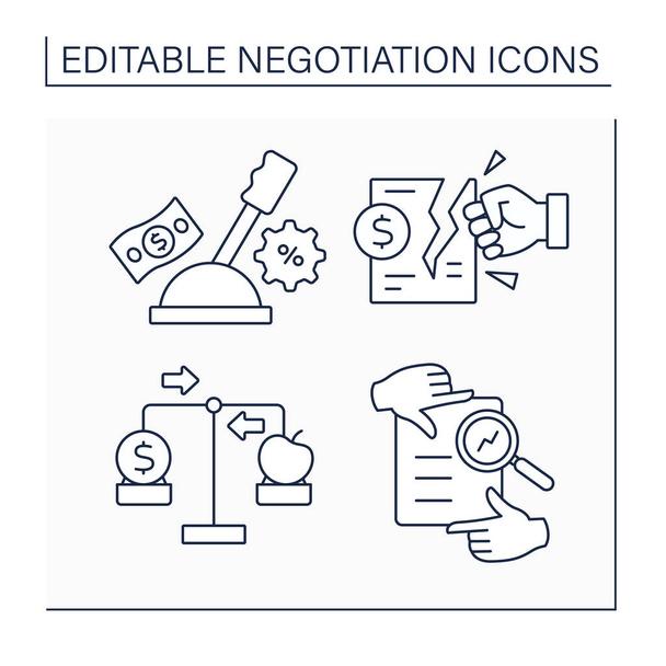 Negotiation line icons set - Vector, Image