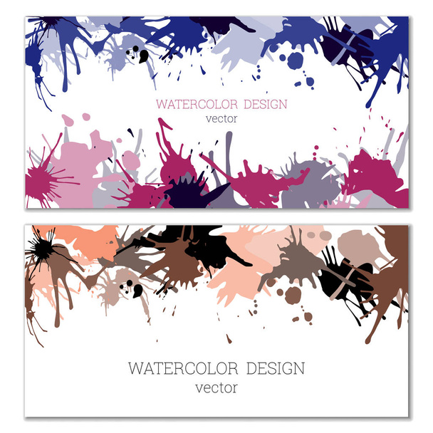 Splashes of paint of different colors. Blots. Bright unusual multicolored colorful watercolor background. Set of two templates - Vektor, obrázek