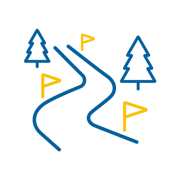 Icona isolata del vettore del percorso sciistico. Segno invernale. Simbolo grafico per viaggi e turismo sito web e apps design, logo, app, UI - Vettoriali, immagini