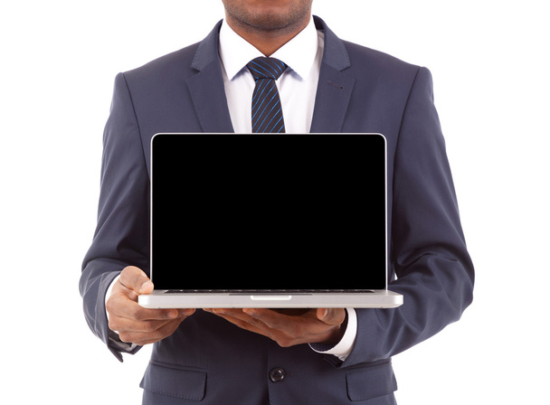 Business man holding laptop - Foto, immagini