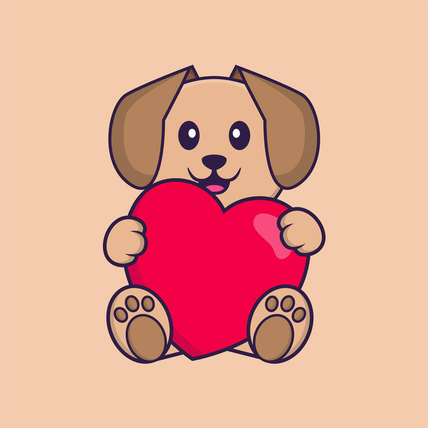 Cute dog cartoon character vector illustration. - Vektör, Görsel