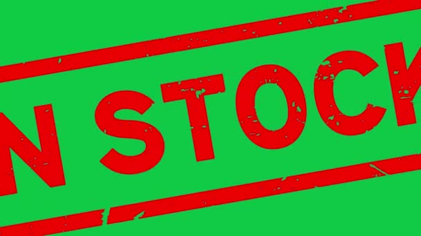 Grunge rojo en stock palabra cuadrada sello de goma sello zoom sobre fondo verde - Imágenes, Vídeo