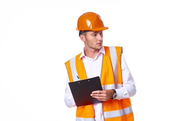 man in orange hard hat engineer work professionals construction - Φωτογραφία, εικόνα