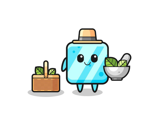 ice cube herbalist cute cartoon , cute design - Vector, Image