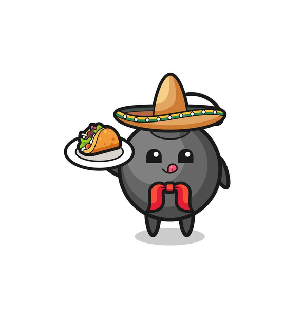 bom Mexicaanse chef-kok mascotte met een taco, schattig ontwerp - Vector, afbeelding