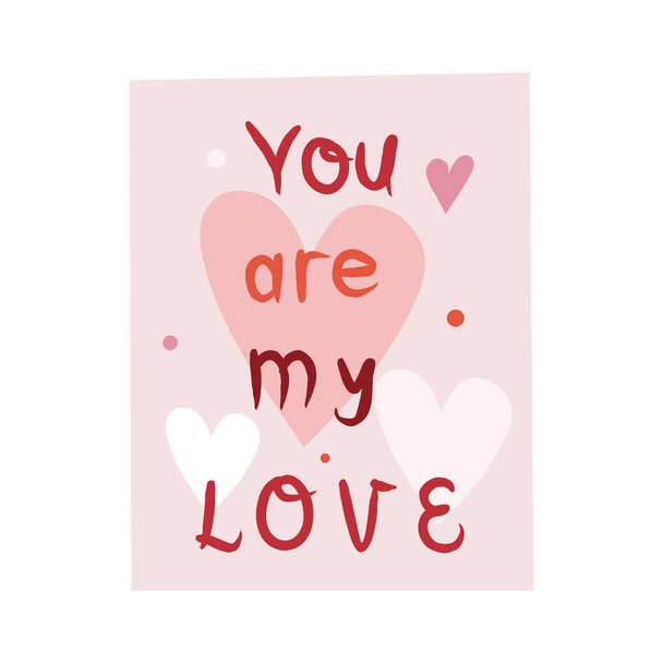 Happy Valentine vector illustration with lettering. Bright design for web, print, stickers, logo, template, etc.  - Вектор,изображение