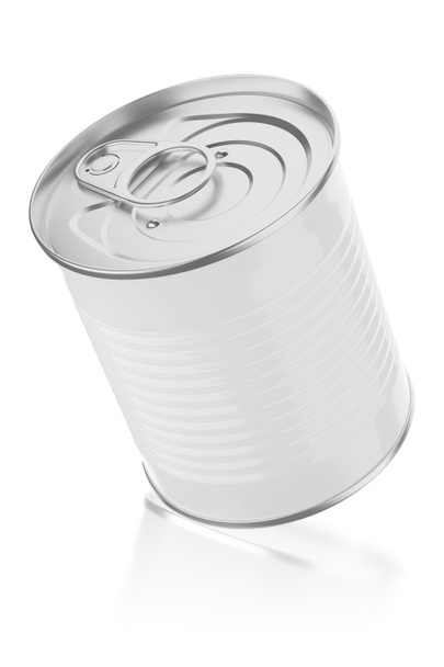Tin can for preserve food isolated on white background. 3D rendering illustration. - Fotoğraf, Görsel
