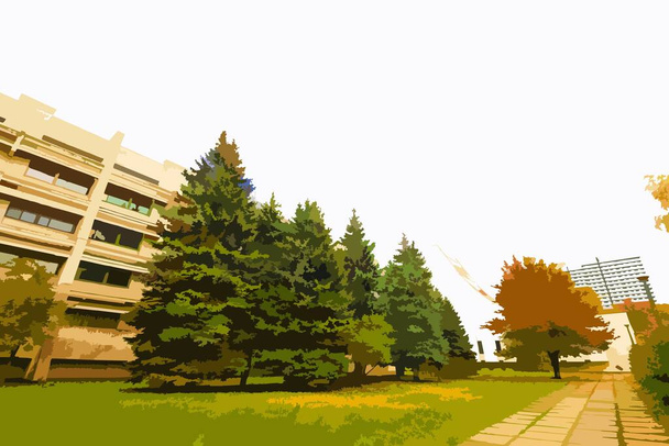 Fyzikální fakulta, Národní univerzita Tarase Ševčenka v Kyjevě na podzim - Vektor, obrázek