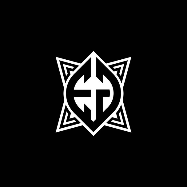 EG Monogram logo letter with Star geometric shape style design isolated on black background. Star polygonal, shield star geometric. - Vector, Image