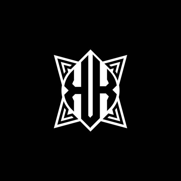 KK Monogram logó betű Star geometrikus forma stílusú design elszigetelt fekete háttér. Csillag sokszög, pajzs csillag geometriai. - Vektor, kép