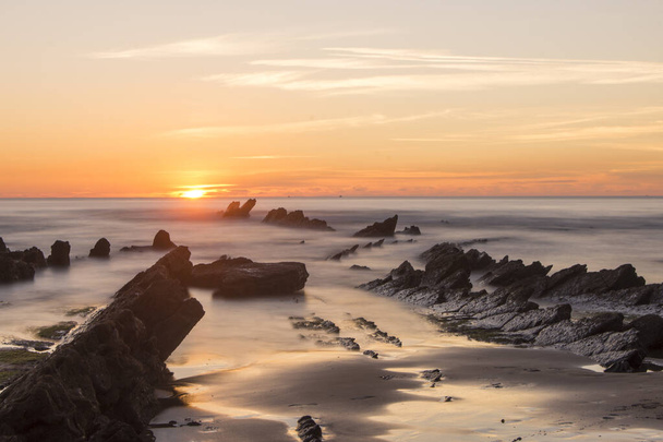 barrika beach in the basque country at sunset - Fotografie, Obrázek