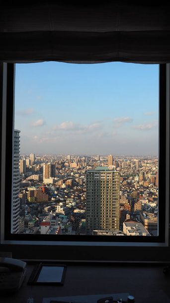 Dystrykt Ikebukuro. Widok z lotu ptaka na miasto Ikebukuro Tokio Japonia. Widok z lotu ptaka na budynki dzielnicy Ikebukuro. Atrakcja turystyczna wypełniona nowoczesnymi centrami handlowymi i budynkami mieszkalnymi. - Zdjęcie, obraz