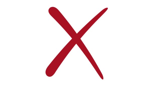 白いクロマキーの背景に、拒否または削除の概念で赤い十字のループアニメーション - 映像、動画