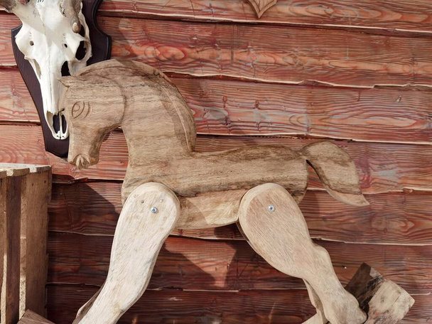 rocking horse made of wood beautiful workmanship - Photo, Image