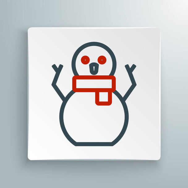 Line Christmas snowman icon isolated on white background. Merry Christmas and Happy New Year. Colorful outline concept. Vector - Vektor, kép