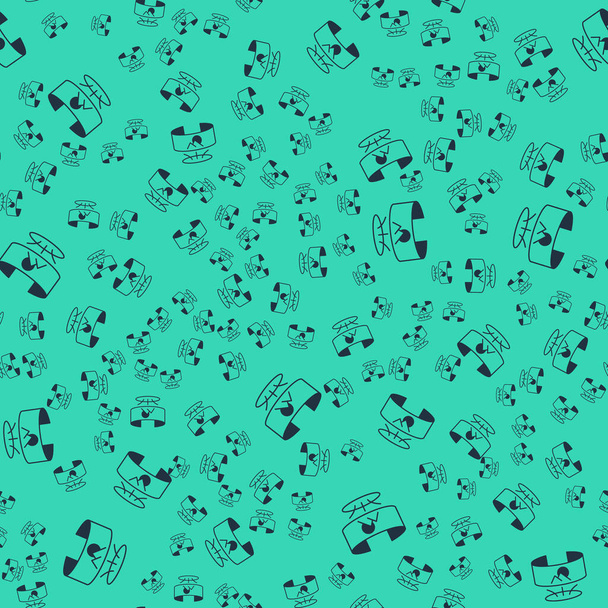 Siyah 360 derecelik görüntü simgesi yeşil arkaplanda izole edilmiş pürüzsüz desen. Sanal gerçeklik. 360 derecelik açıyla. Panorama fotoğrafı. Vektör - Vektör, Görsel
