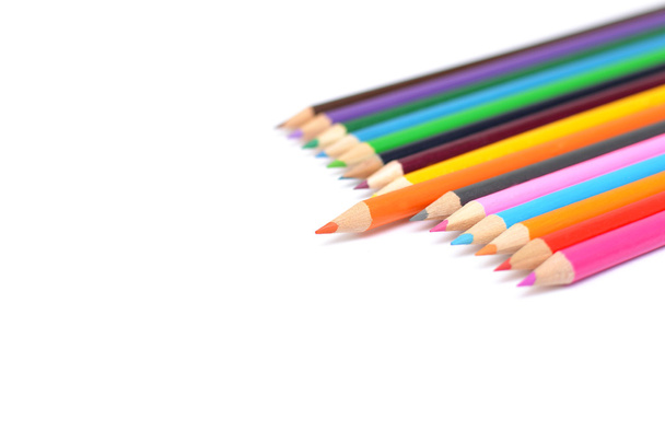 Colored pencils on white background - Photo, Image