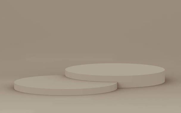 3d marrom cilindro pódio mínimo estúdio fundo. Abstrato 3d forma geométrica objeto ilustração render. Exibição de perfume cosmético produto de moda. - Foto, Imagem