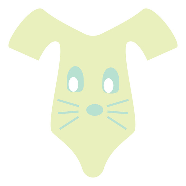 Green baby suit with bunny, illustration, vector, on a white background. - Vector, Image