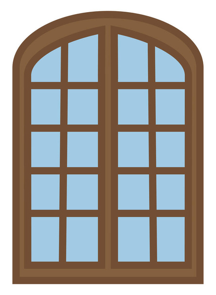 Braunes Hausfenster, Illustration, Vektor, auf weißem Hintergrund. - Vektor, Bild