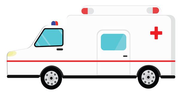 Rettungswagen, Illustration, Vektor auf weißem Hintergrund. - Vektor, Bild