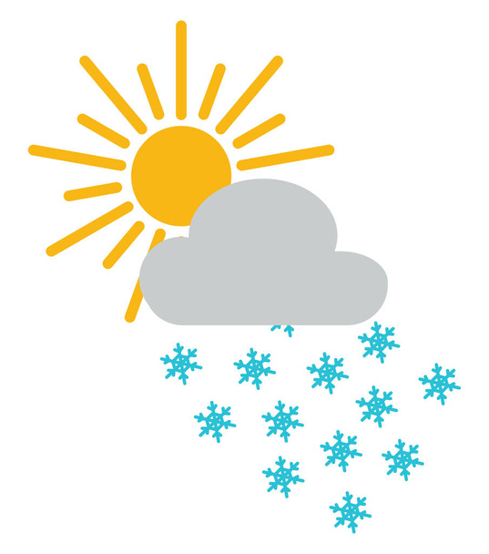 Sun with heavy snow cloud, illustration, vector, on a white background. - Vettoriali, immagini