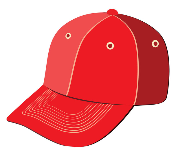 Красная шапка, иллюстрация, вектор на белом фоне. - Вектор,изображение