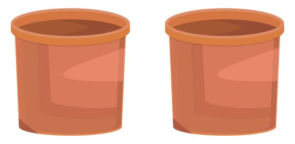 Small clay pot, illustration, vector on a white background. - Vector, Image