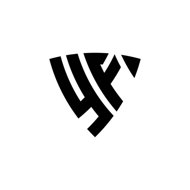 YF Monogram logó betű háromszög alakú pajzs stílusú design elszigetelt fehér háttér. Háromszög monogram logó, pajzs monogram logó, háromszög pajzs betű. - Vektor, kép
