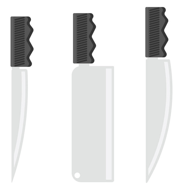 Random knifes, illustration, vector on a white background. - Vector, Image