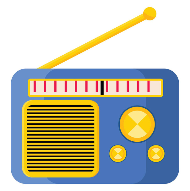 Vintage old radio, illustration, vector on a white background. - Vector, Image
